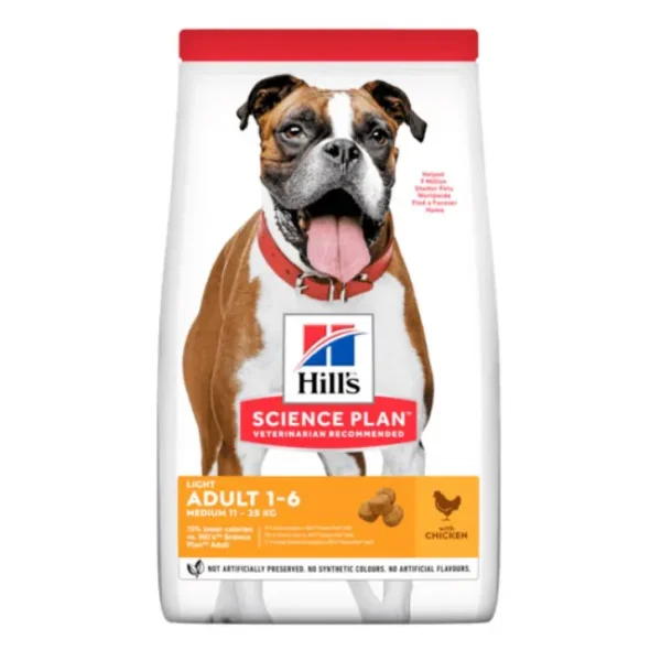 Hill’s Science Plan Adult Light Medium с пилешко - Нискокалорийна суха храна за кучета от 1 до 6 г. от средни породи от 11 до 25 кг.-14kg
