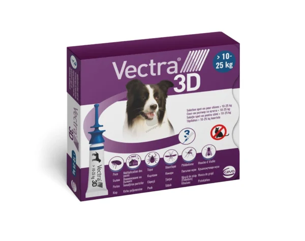 Vectra 3d - спот он форма против бълхи, кърлежи, мухи, комари, за кучета с тегло 10 - 25 кг.